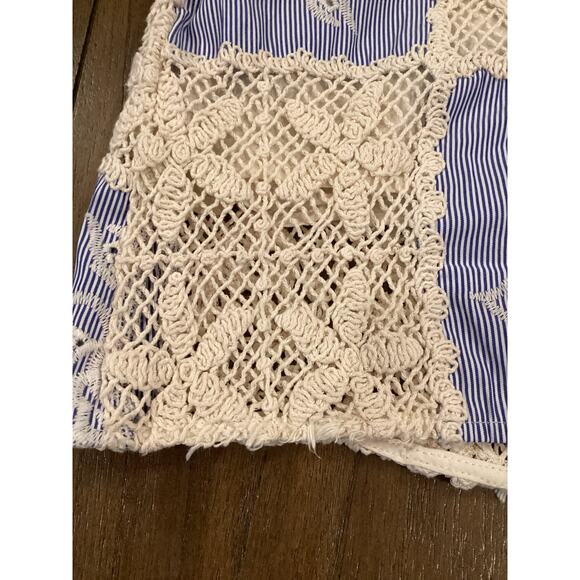 Sofie the Label Sydney Blue Knit Patchwork Mini Dress Collared Puff Sleeve S - Picture 4 of 10